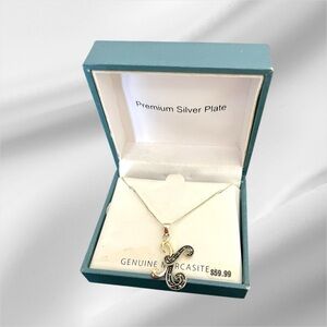 Premium Silver Plate Necklace with marcasite Accents